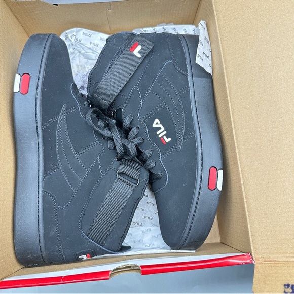 Fila V-10 Lux High-Top Sneakers – Men’s Size 9 Black/Red/White New in Box - Picture 8 of 10